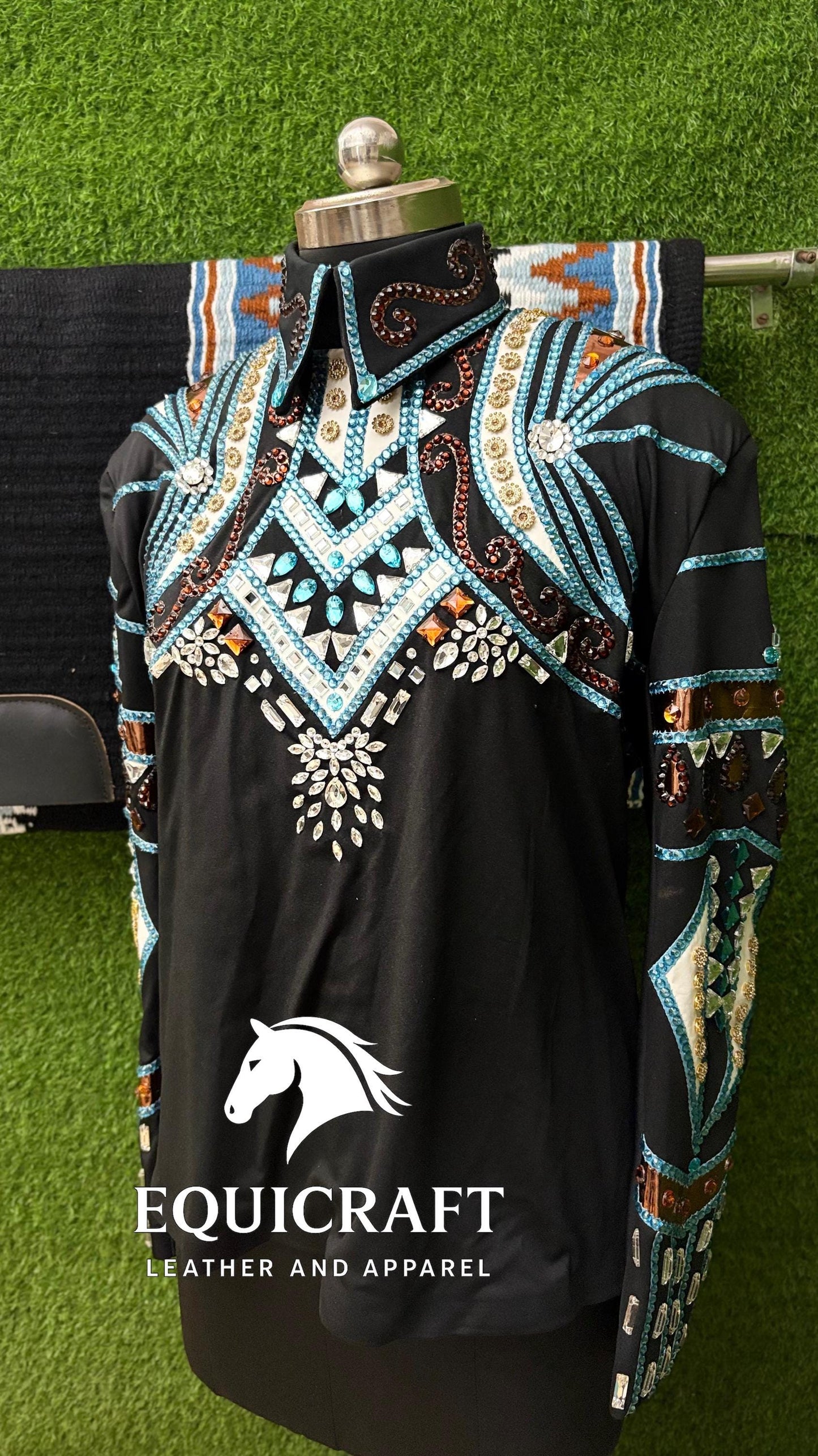 Western Showmanship Combo | Crystal Jacket & Handwoven Wool Blanket | Competition Horse Show Set