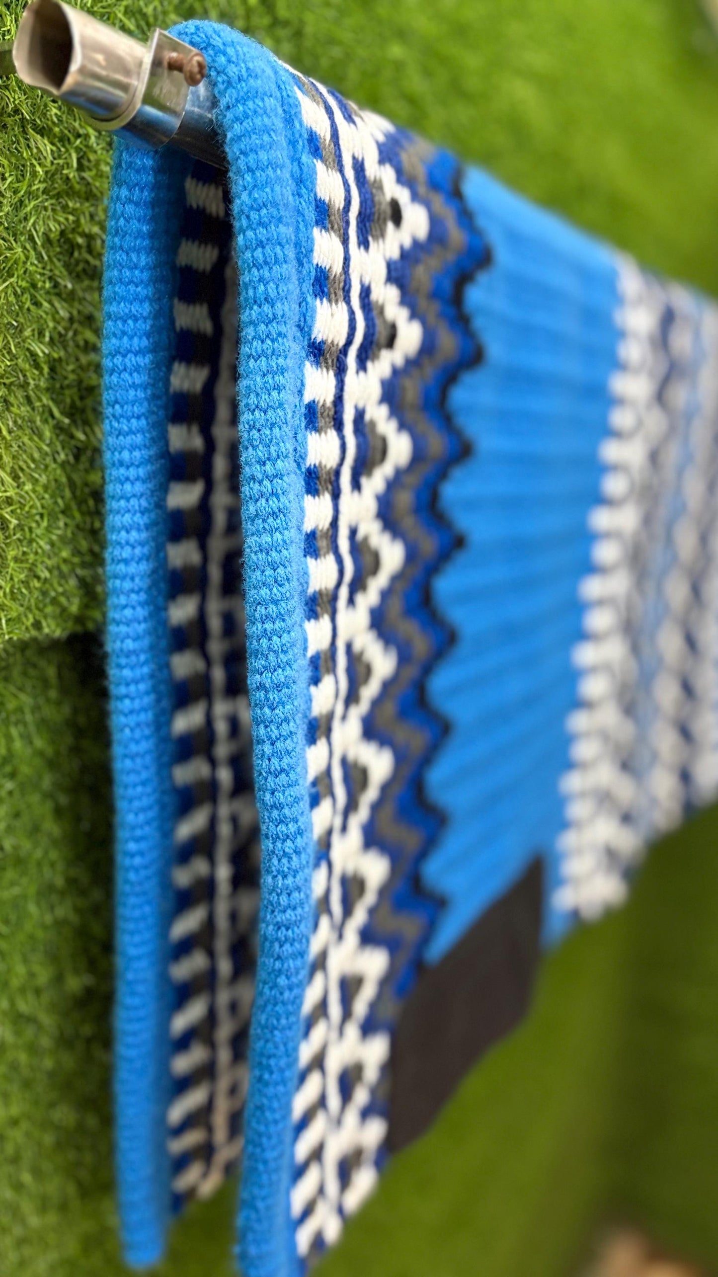 Western Saddle Pad Blanket | Show Pad | Blue Aztec Wool Horse Blanket | Trail Riding Pad | Horse Tack Gift