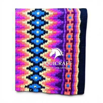 Purple Orange Wool Western Saddle Pad –Horse Blanket Barrel Racing Rodeo Tack Show Pad |