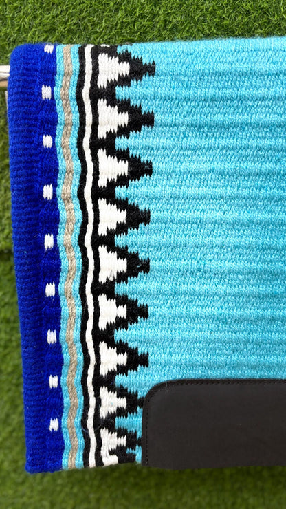 Western Saddle Pad | Turquoise Blue Saddle Blanket | Aztec Wool Horse Pad | Southwest Show Pad | Horse Tack Gift