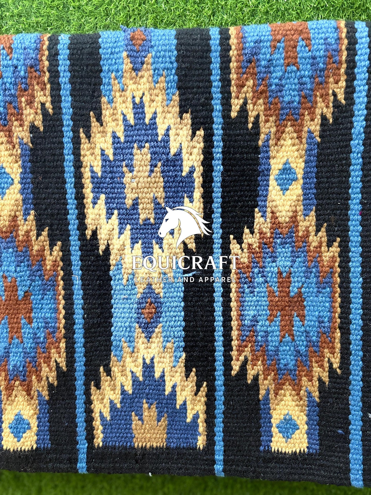 Blue Black Wool Western Saddle Blanket Diamond Show Blanket Horse Pad Rodeo Ranch Tack