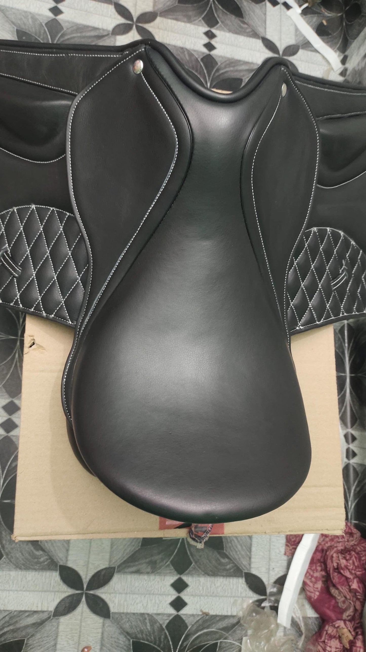 Black Leather Dressage Saddle | Long Flap English Saddle