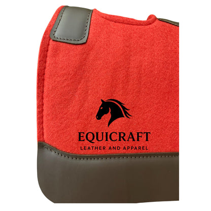 18 MM Red Woollen  Felt Saddle Pad with Leather | Western Riding Pad | 30X30" & 32X32"