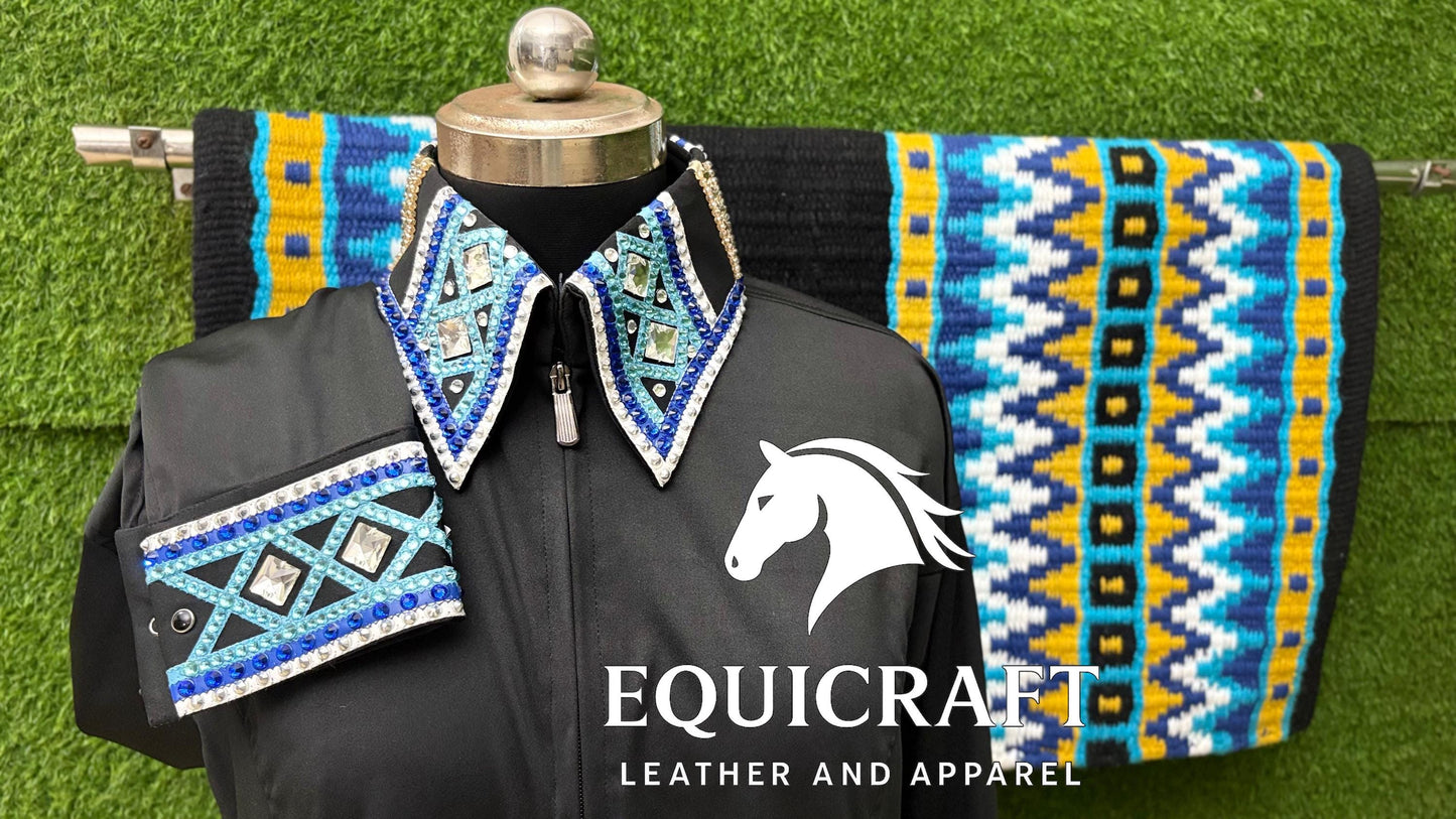 Western Show Set | Crystal Shirt + Handwoven Wool Saddle Blanket | Competition Horse Tack