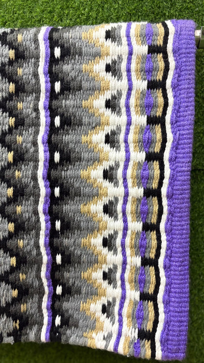Handmade Western Saddle Pad | Purple Grey Saddle Blanket | Aztec Wool Horse Pad | Southwest Show Pad | Horse Tack Gift