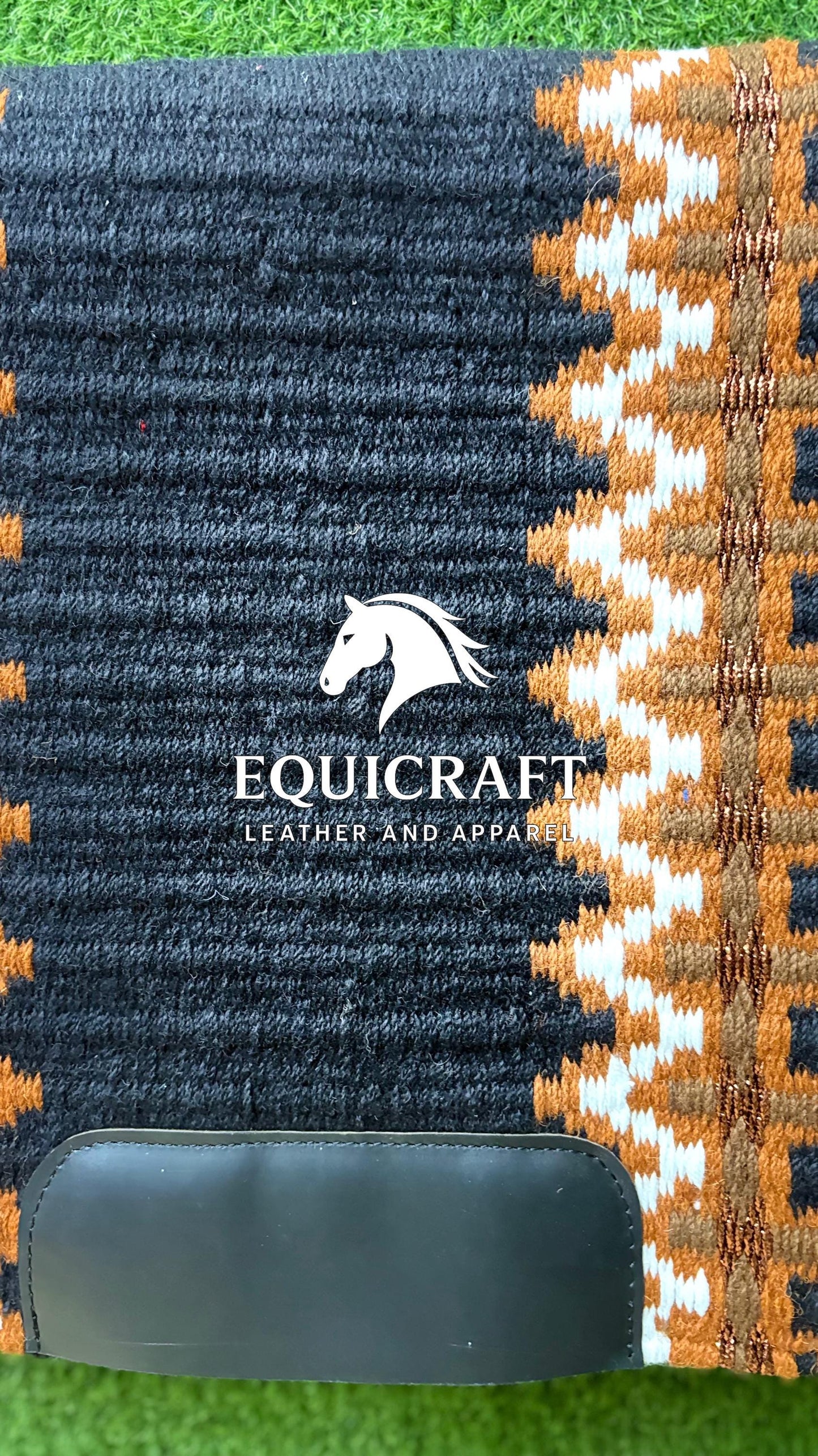 Aztec Western Show Saddle Pad | Black Brown Rust Wool Blanket | Hand-Woven Southwestern Horse Saddle Pad | Trail Pad Equestrian Gift