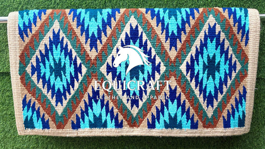 Western Ranch Saddle Blanket | NZ Wool Handwoven Pad | Customizable Horse Tack SIZE 32X32