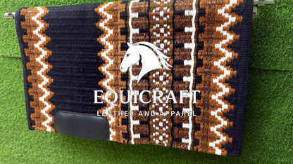Aztec Western Show Saddle Pad | Black Brown Rust Wool Blanket | Hand-Woven Southwestern Horse Saddle Pad | Trail Pad Equestrian Gift