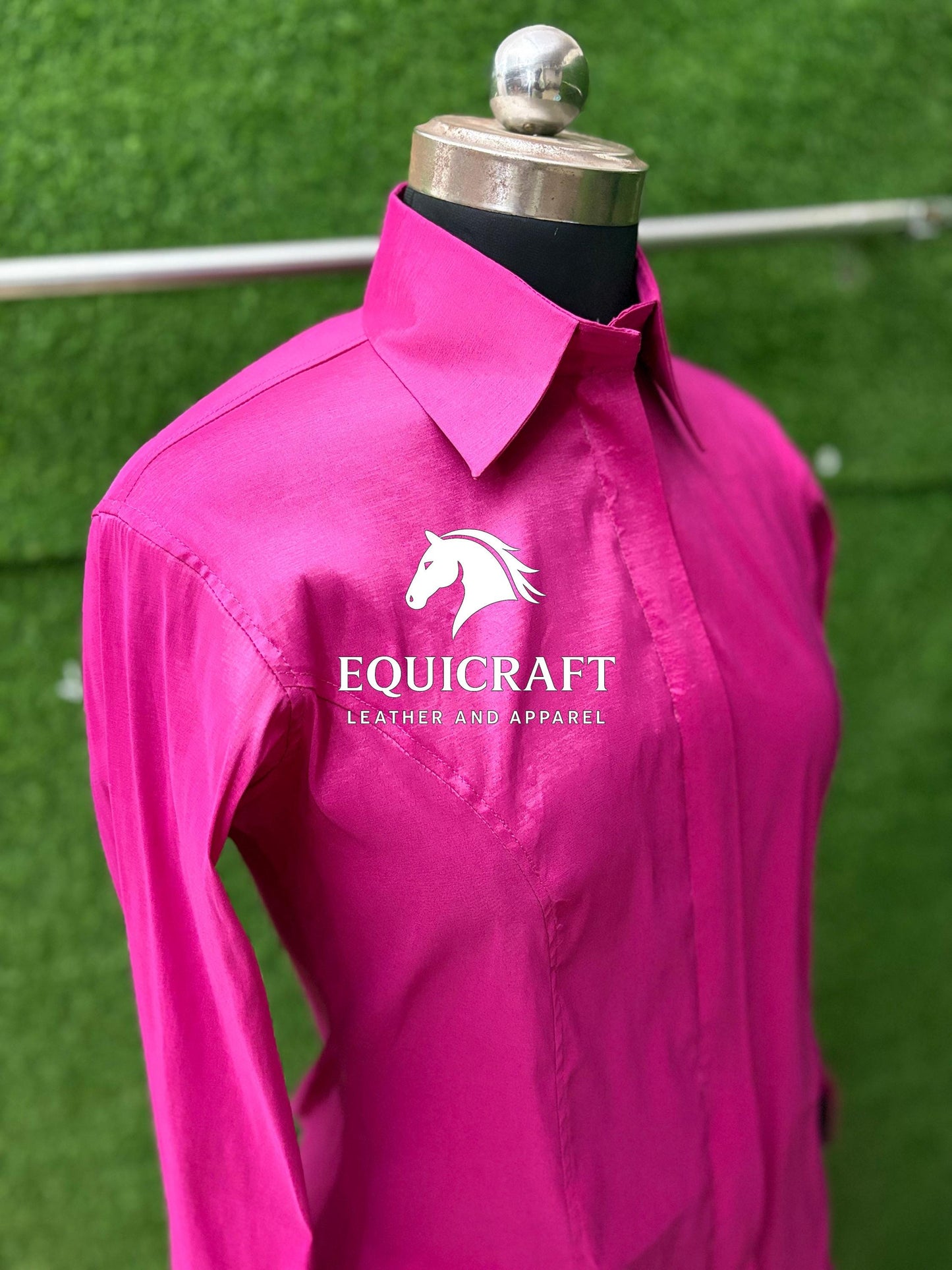 Womens Western Show Shirt | Hot Pink Magenta Satin Showmanship Shirt | Ladies Fitted Rodeo Blouse | Horse Show Shirt Equestrian Gift