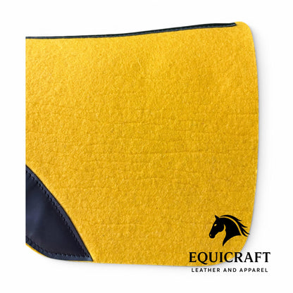 18 MM Woollen Yellow Wool Felt Saddle Pad with Leather | Western Riding Pad | 30X30" & 32X32"