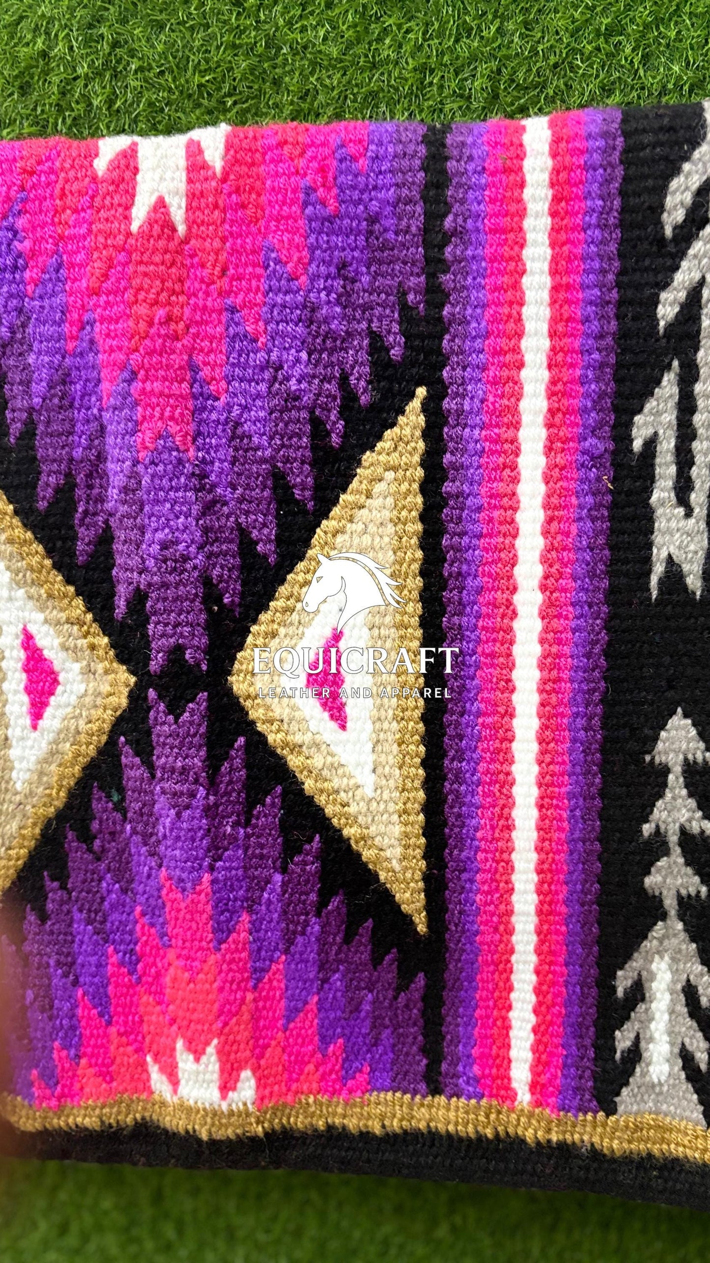 Hot Pink Purple Wool Western Saddle Blanket – Aztec Diamond Show Blanket | Horse Pad Barrel Racing Rodeo Tack SIZE 34X42