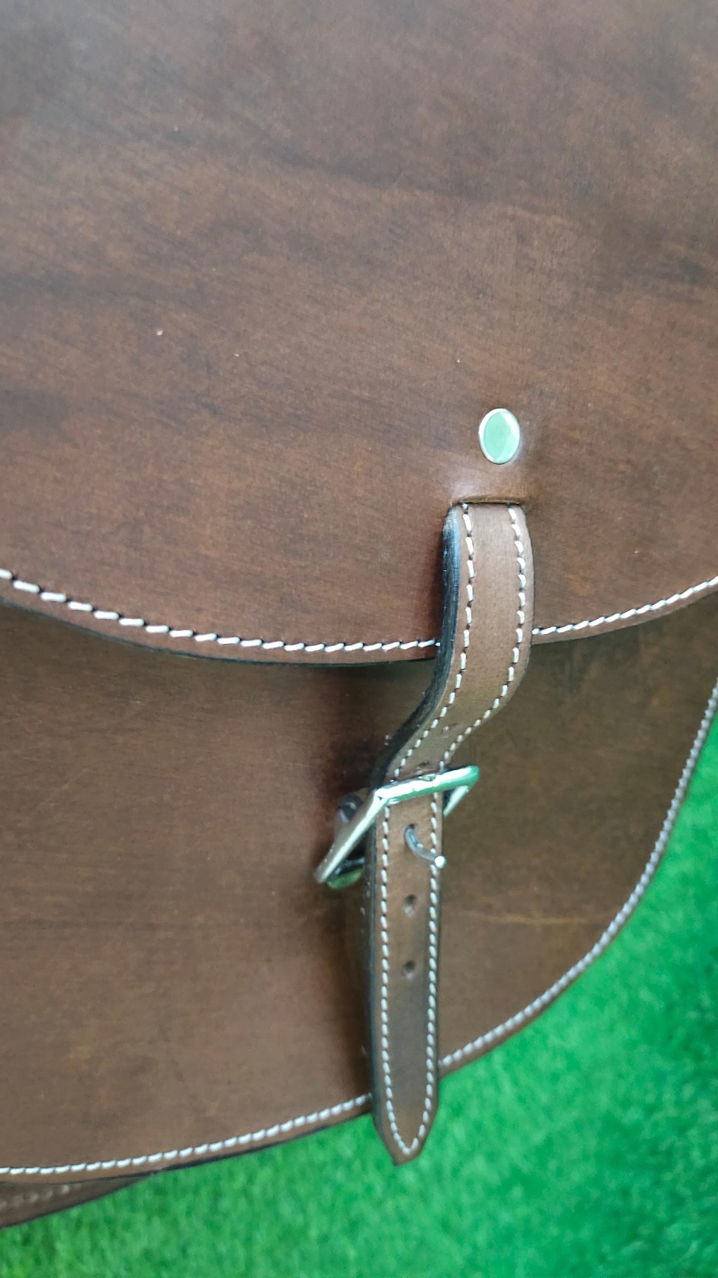 Brown Leather Western Saddle Bag – Plain Single Buckle Horse Trail Bag | Minimalist Cowboy Riding Tack