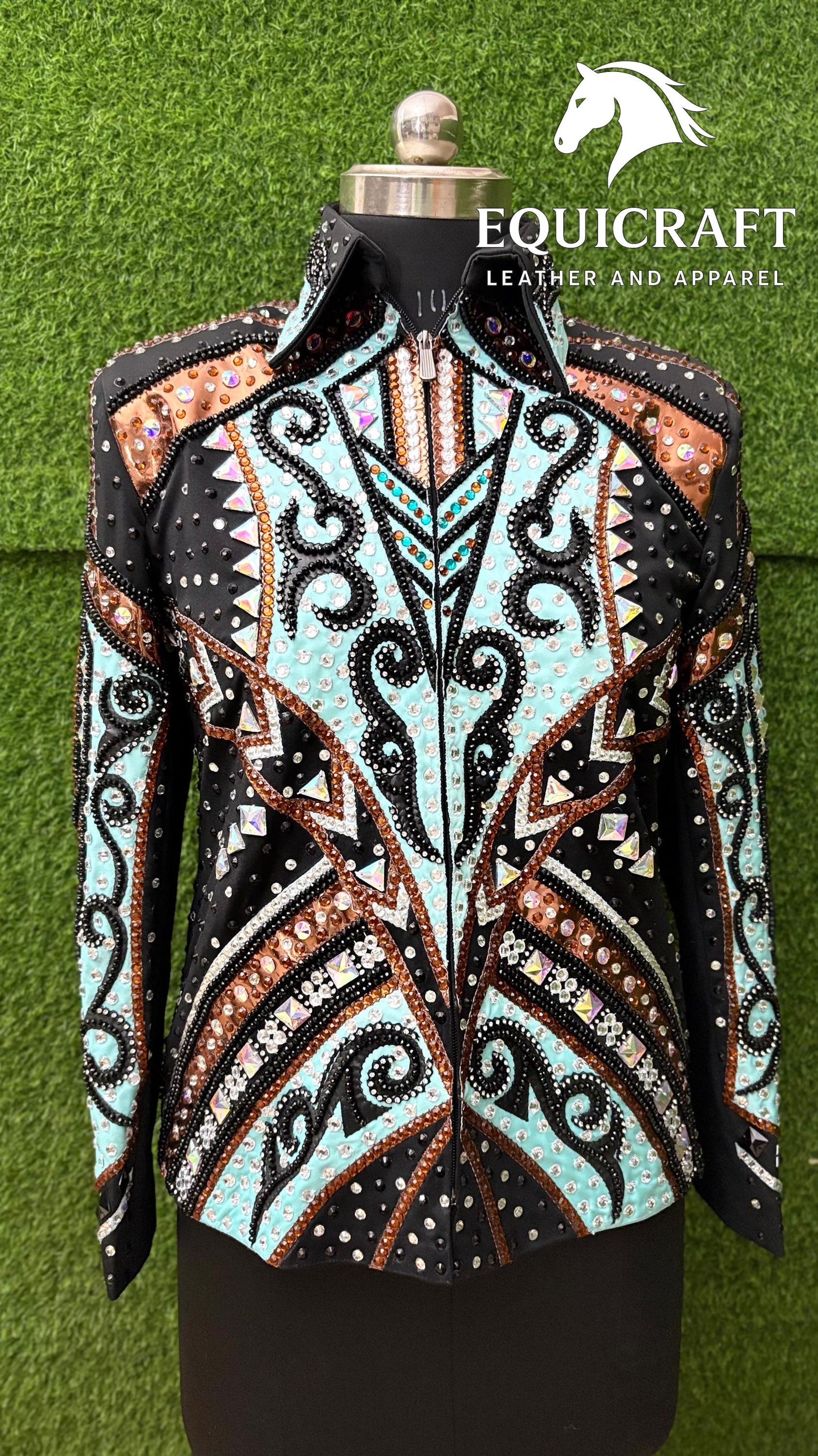Western Showmanship Jacket | Hand-Embellished Crystal Riding Jacket | Competition Show Apparel (All Sizes)