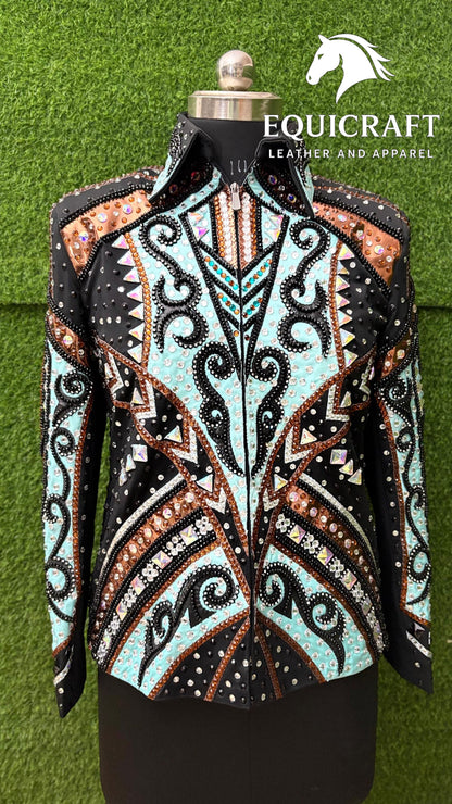 Western Showmanship Jacket | Hand-Embellished Crystal Riding Jacket | Competition Show Apparel (All Sizes)