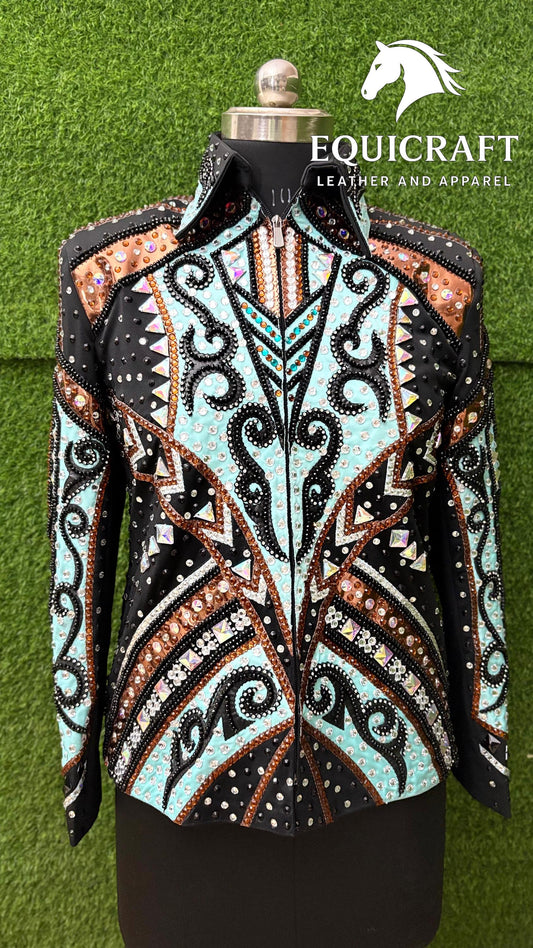 Western Showmanship Jacket | Hand-Embellished Crystal Riding Jacket | Competition Show Apparel (All Sizes)
