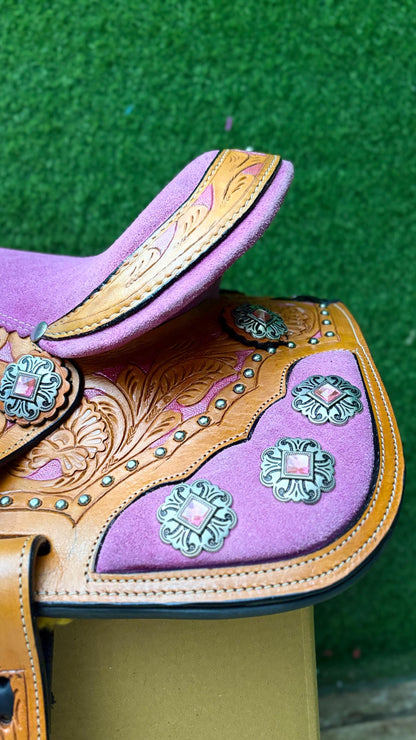 Hand Tooled Western Leather Saddle with Tack Set