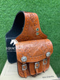 Hand Tooled Leather Western Saddle Bag – Floral Basket Weave Horse Trail Bag | Silver Concho Cowboy Riding Tack