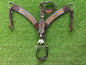 Two Tone Turquoise Inlay Tooled Leather One Ear Headstall and Breast Collar – Floral Carved Western Horse Tack | Barrel Racing Rodeo Gear