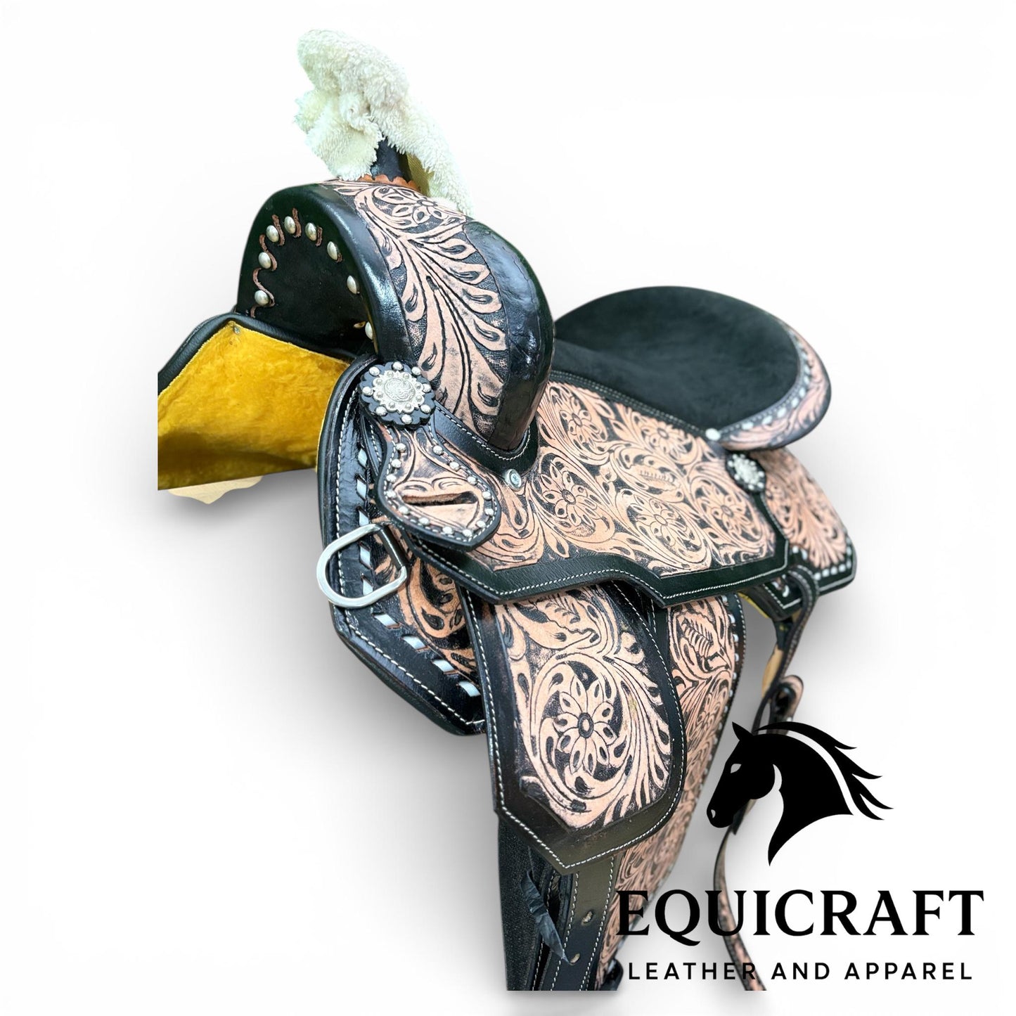 Hand Tooled Leather Western Saddle with Tack Set