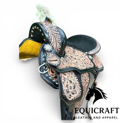 Hand Tooled Leather Western Saddle with Tack Set