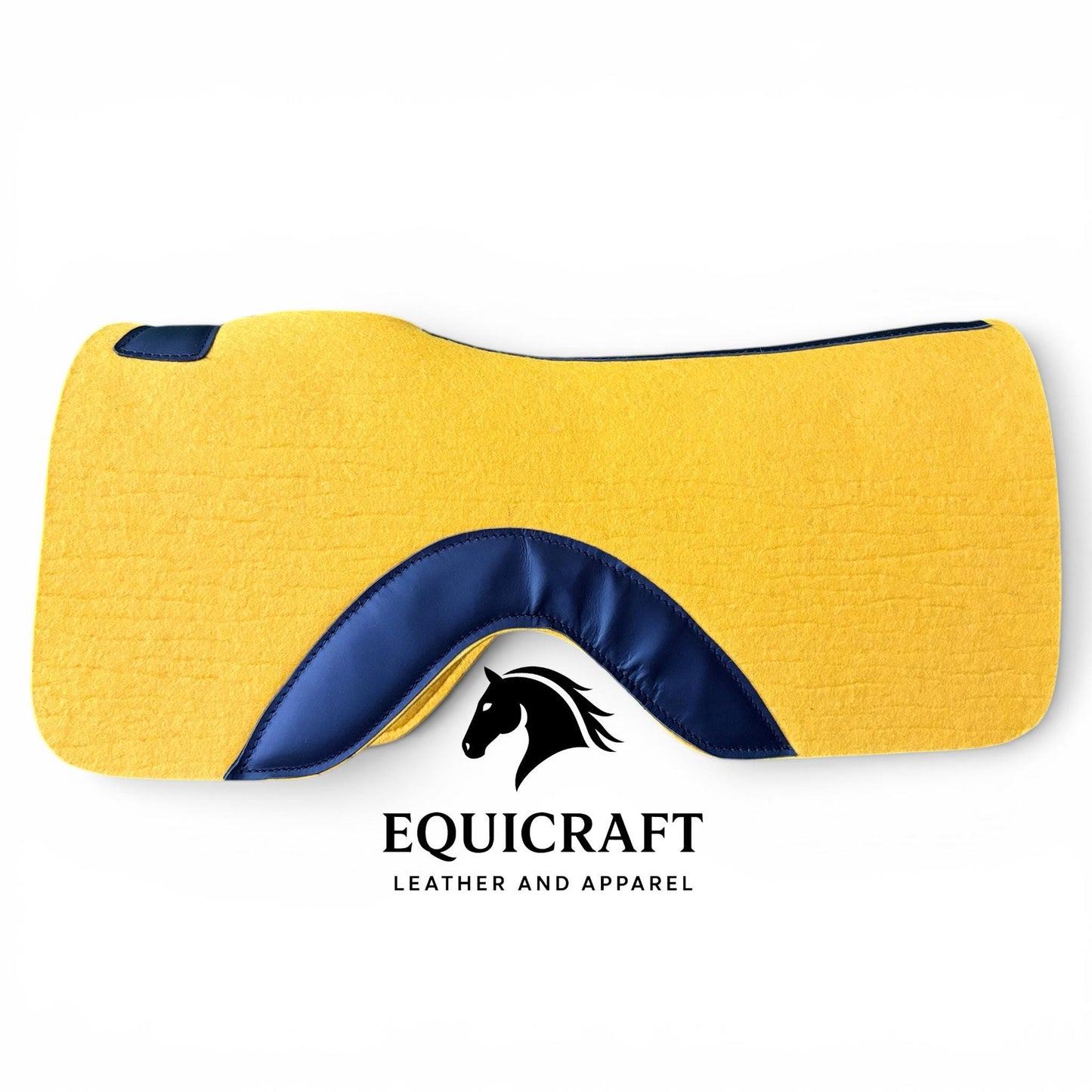 18 MM Woollen Yellow Wool Felt Saddle Pad with Leather | Western Riding Pad | 30X30" & 32X32"