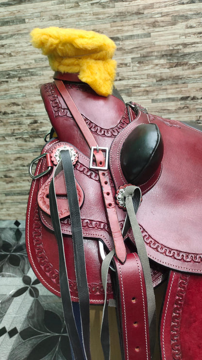 Handmade Leather Western Saddle with Tack Set | Wade Style Horse Saddle