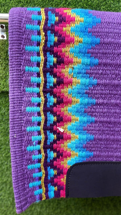 Western Saddle Pad | Purple Saddle Blanket | Wool Horse Pad | Multicolor Southwest Show Pad | Horse Tack Gift