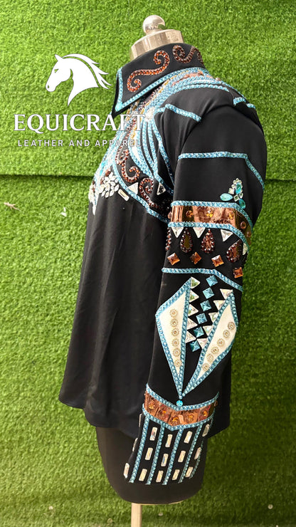 Western Showmanship Jacket | Hand-Embellished Crystal Show Jacket | Competition Riding Apparel (All Sizes)