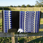 Royal Blue Black Wool Western Saddle Pad – Aztec Stripe Show Pad | Horse Blanket Barrel Racing Rodeo Ranch Tack SIZE 36X42