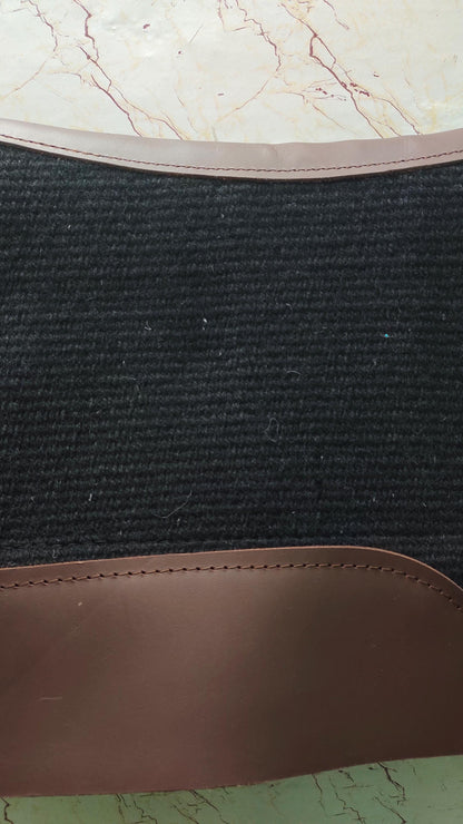 Purple Black Wool Western Saddle Pad Leather Reinforced Show Pad | Horse Blanket Rodeo Tack
