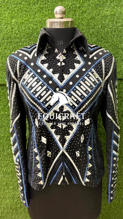 Western Showmanship Jacket | Hand-Embellished Crystal Riding Jacket | Competition Show Apparel (All Sizes)
