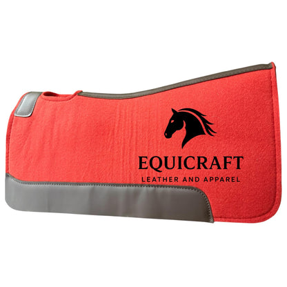 18 MM Red Woollen  Felt Saddle Pad with Leather | Western Riding Pad | 30X30" & 32X32"