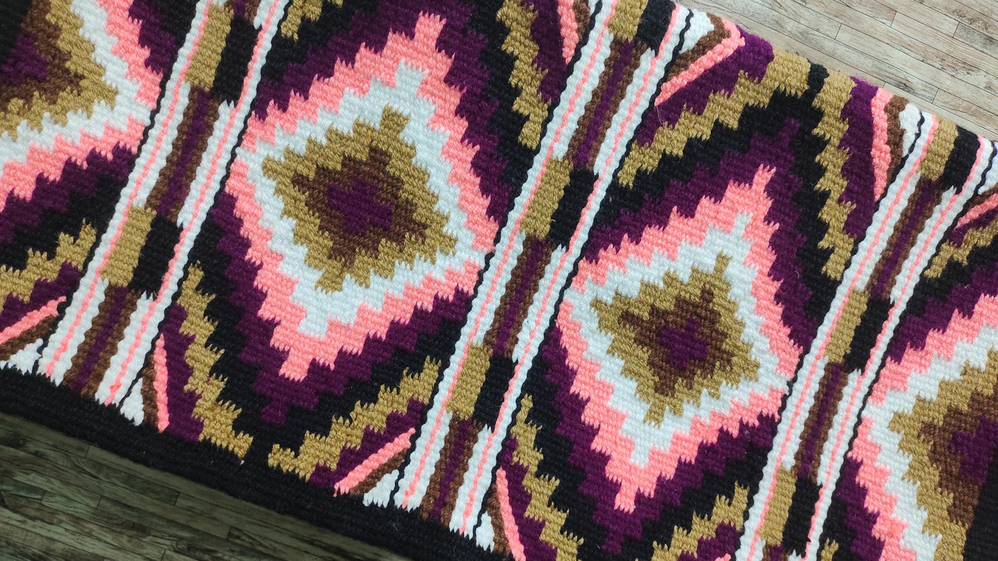 Purple Pink Wool Western Saddle Blanket  Horse Pad Rodeo Ranch Tack Diamond Show Blanket |