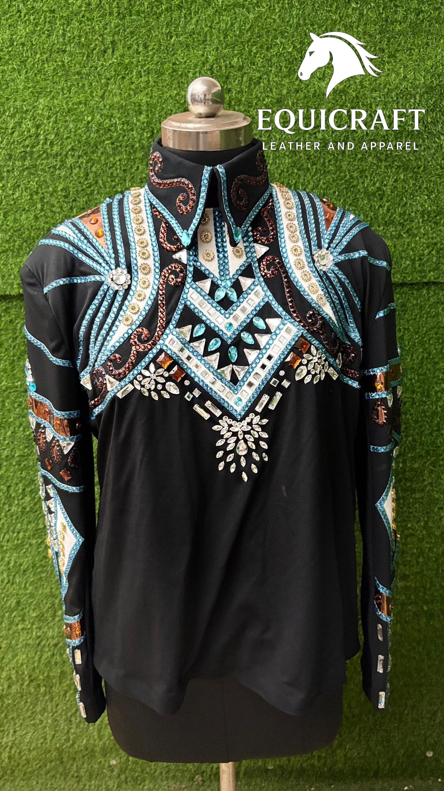 Western Showmanship Jacket | Hand-Embellished Crystal Show Jacket | Competition Riding Apparel (All Sizes)