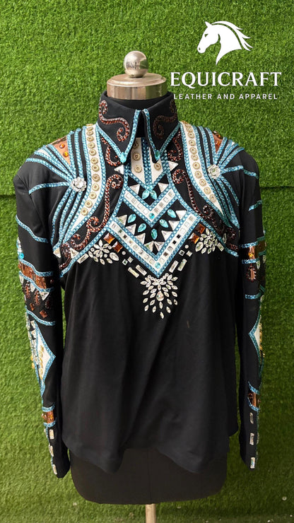 Western Showmanship Jacket | Hand-Embellished Crystal Show Jacket | Competition Riding Apparel (All Sizes)