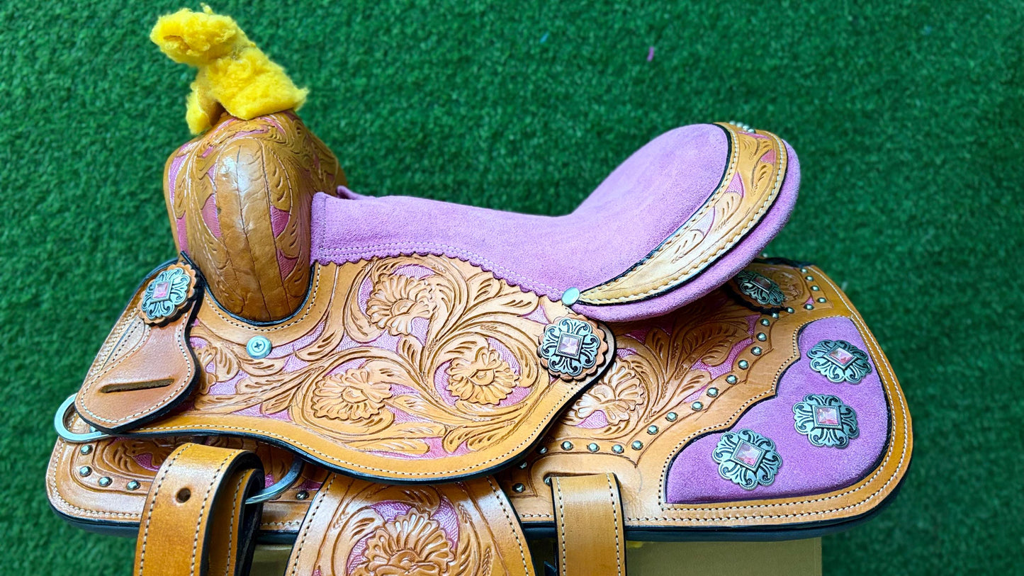 Hand Tooled Western Leather Saddle with Tack Set