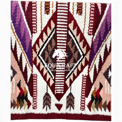 Western Wool Saddle Blanket, Burgundy Purple Pink Diamond Aztec Pattern, Southwestern Horse Saddle Pad, Show Blanket New
