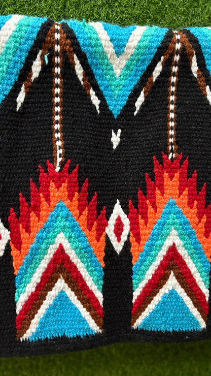Western Saddle Pad | Black Saddle Blanket | Aztec Wool Horse Pad | Turquoise Brown Show Pad | Horse Tack Gift