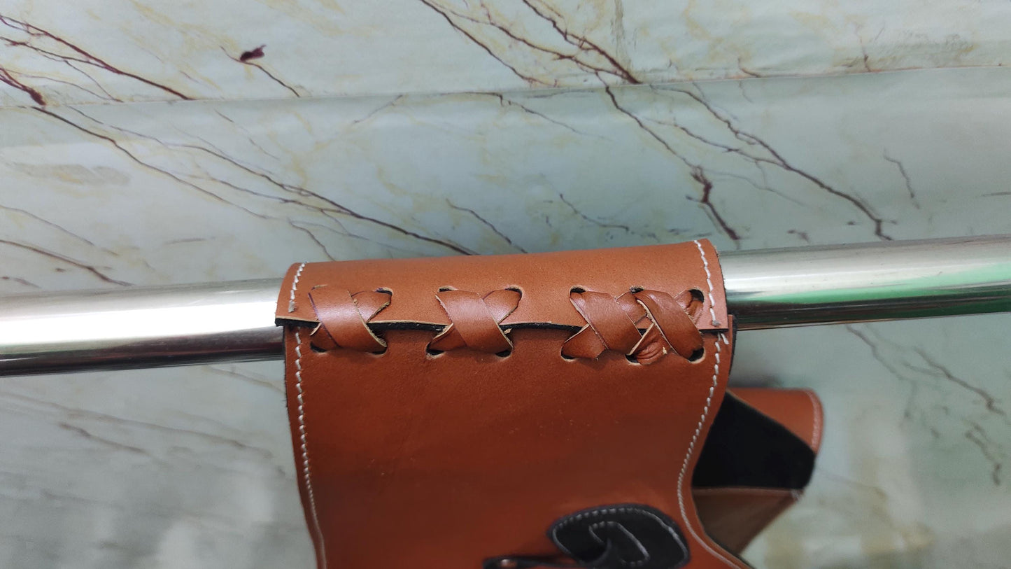 Tan Leather Western Saddle Bag – Triple Buckle Plain Horse Trail Bag | Heavy Duty Cowboy Riding Tack