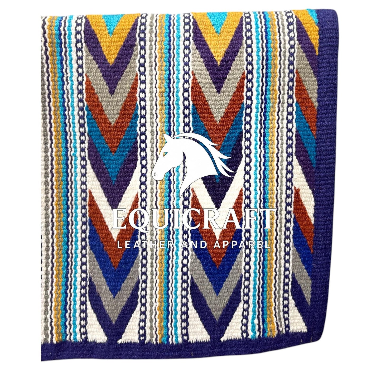 Purple Multicolor Wool Western Saddle Blanket – Aztec Chevron Show Blanket | Horse Pad Barrel Racing Rodeo Tack SIZE 34X42