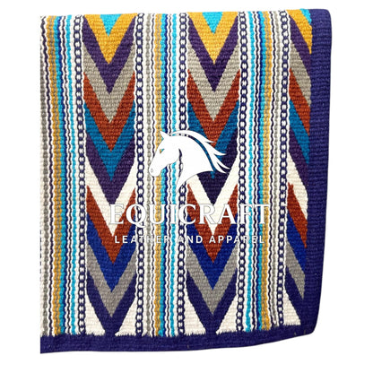Purple Multicolor Wool Western Saddle Blanket – Aztec Chevron Show Blanket | Horse Pad Barrel Racing Rodeo Tack SIZE 34X42