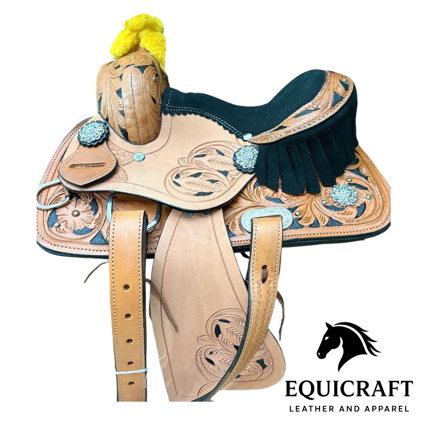 Hand Tooled Western Leather Saddle with Tack Set