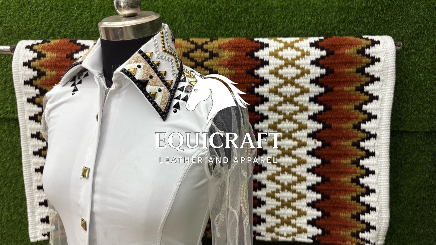 Western Showmanship Set | Crystal Show Shirt with Wool Saddle Blanket | Custom Options