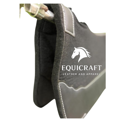 18 MM Black Woollen Felt Saddle Pad with Leather | Western Riding Pad | 30X30" & 32X32"