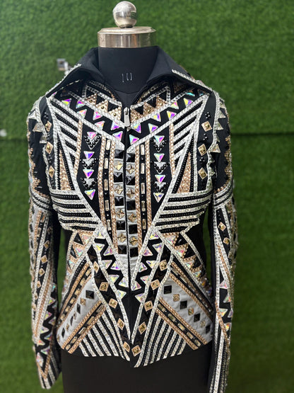 Western Showmanship Jacket | Hand-Embellished Crystal Riding Jacket | Competition Show Apparel (All Sizes)