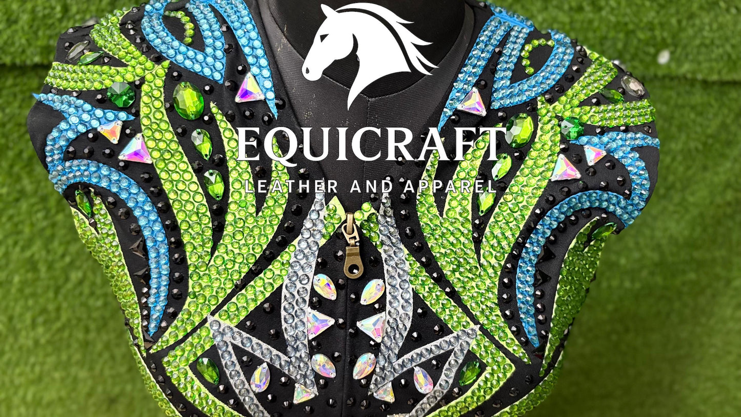 Western Show Vest | Hand-Embellished Crystal Competition Vest | Showmanship Apparel (All Sizes)
