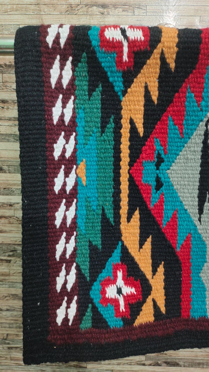 Multicolor Wool Western Saddle Blanket – Aztec Cross Show Blanket | Horse Pad Barrel Racing Rodeo Ranch Tack