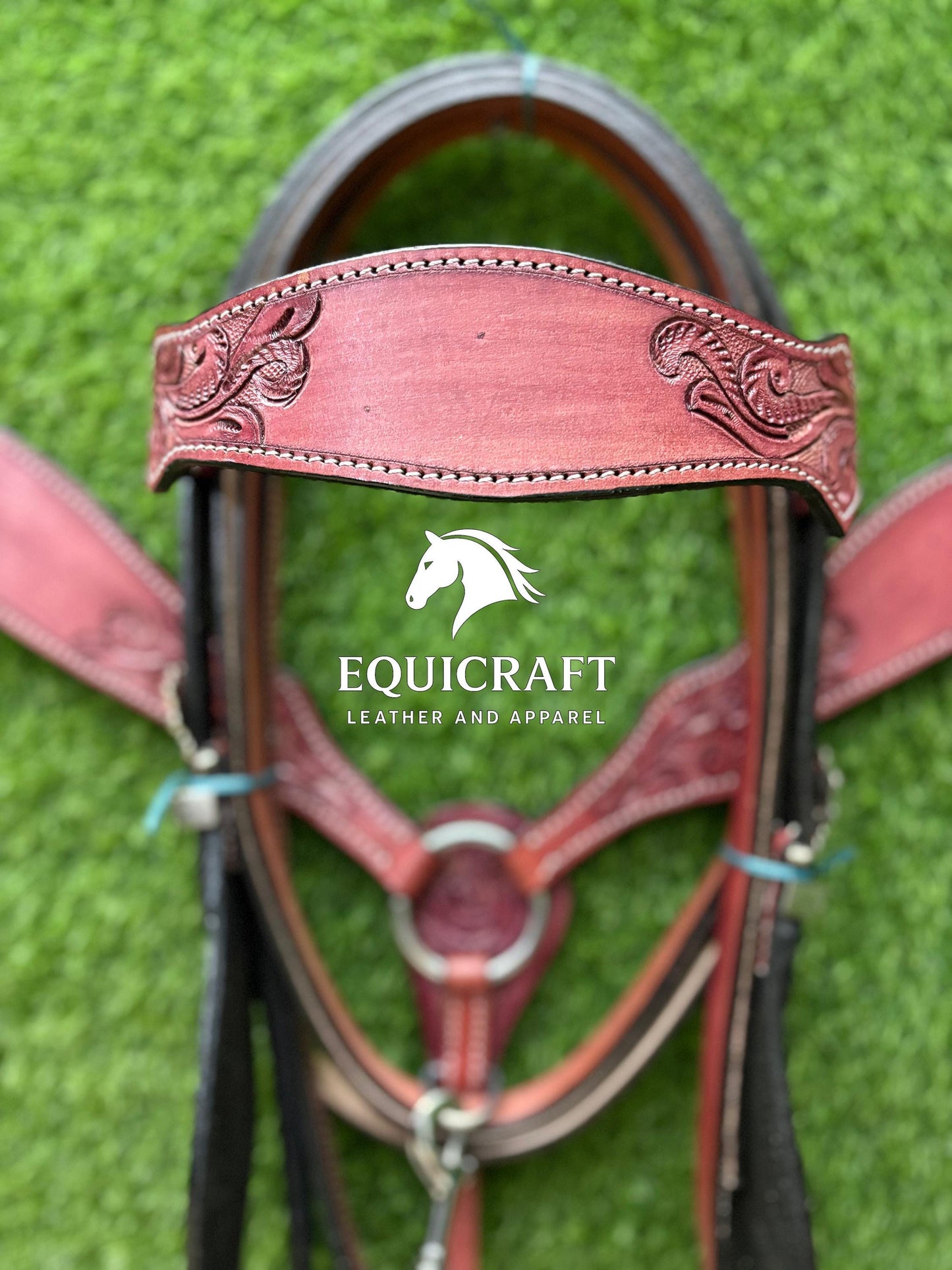 Pink Rose Tooled Leather Western Headstall & Breast Collar Set – Silver Buckle Horse Tack | Barrel Racing Rodeo Gear