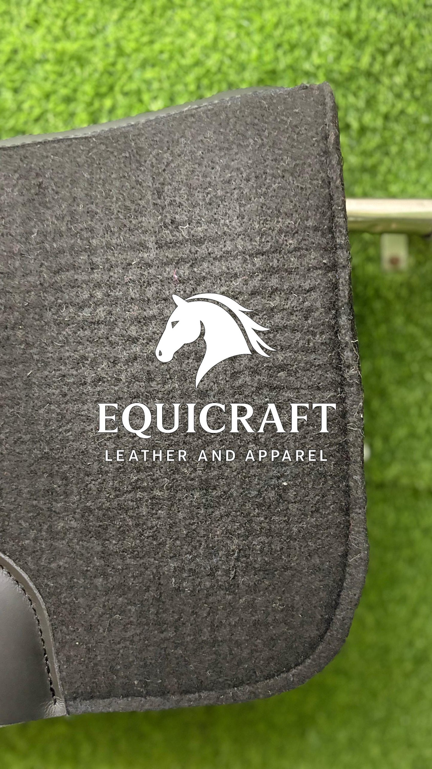 18 MM Black Woollen  Felt Saddle Pad with Hand-Carved Leather | Western Riding Pad | 30X30" & 32X32"