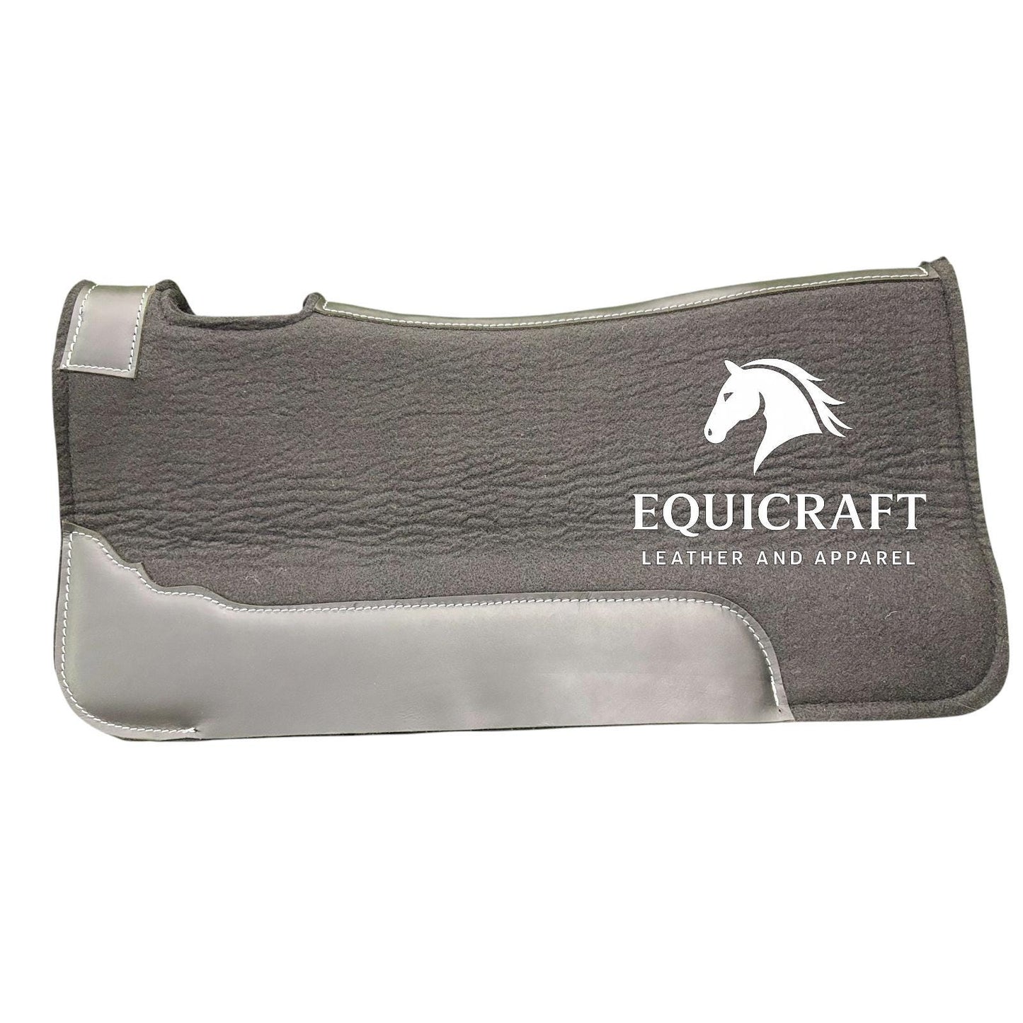 18 MM Black Woollen Felt Saddle Pad with Leather | Western Riding Pad | 30X30" & 32X32"
